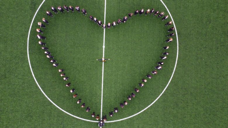 Latimer heart. Students standing in heart shape